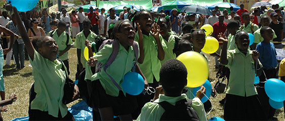 St. Lucian school children enjoying the jazz.