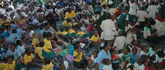 St. Lucian school children enjoying the jazz.
